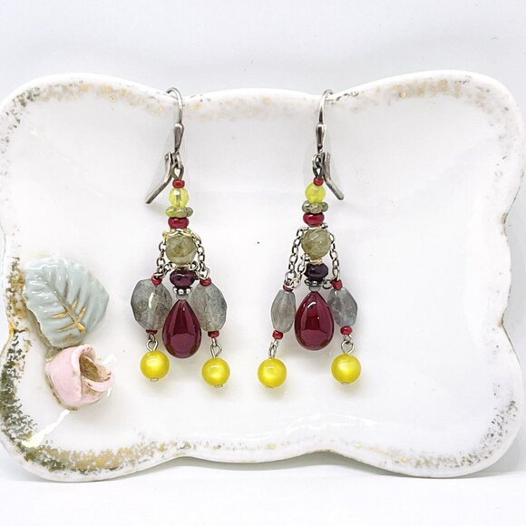 Joli Jewelry Chandelier Whimsy Fairy Earrings Crystal 30's Vintage Glass Gift - Picture 2 of 6
